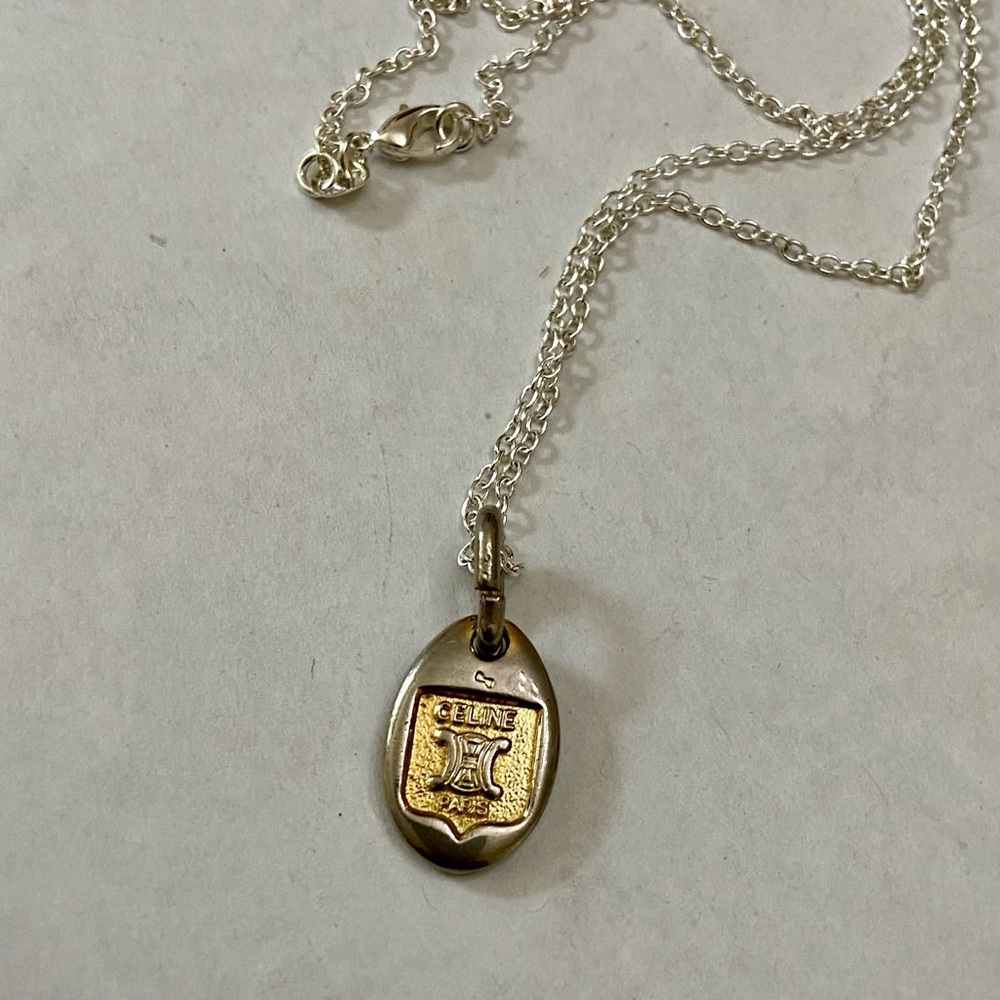 Vintage Celine Silver-Gold Pendant Charm Necklace - Picture 8 of 9